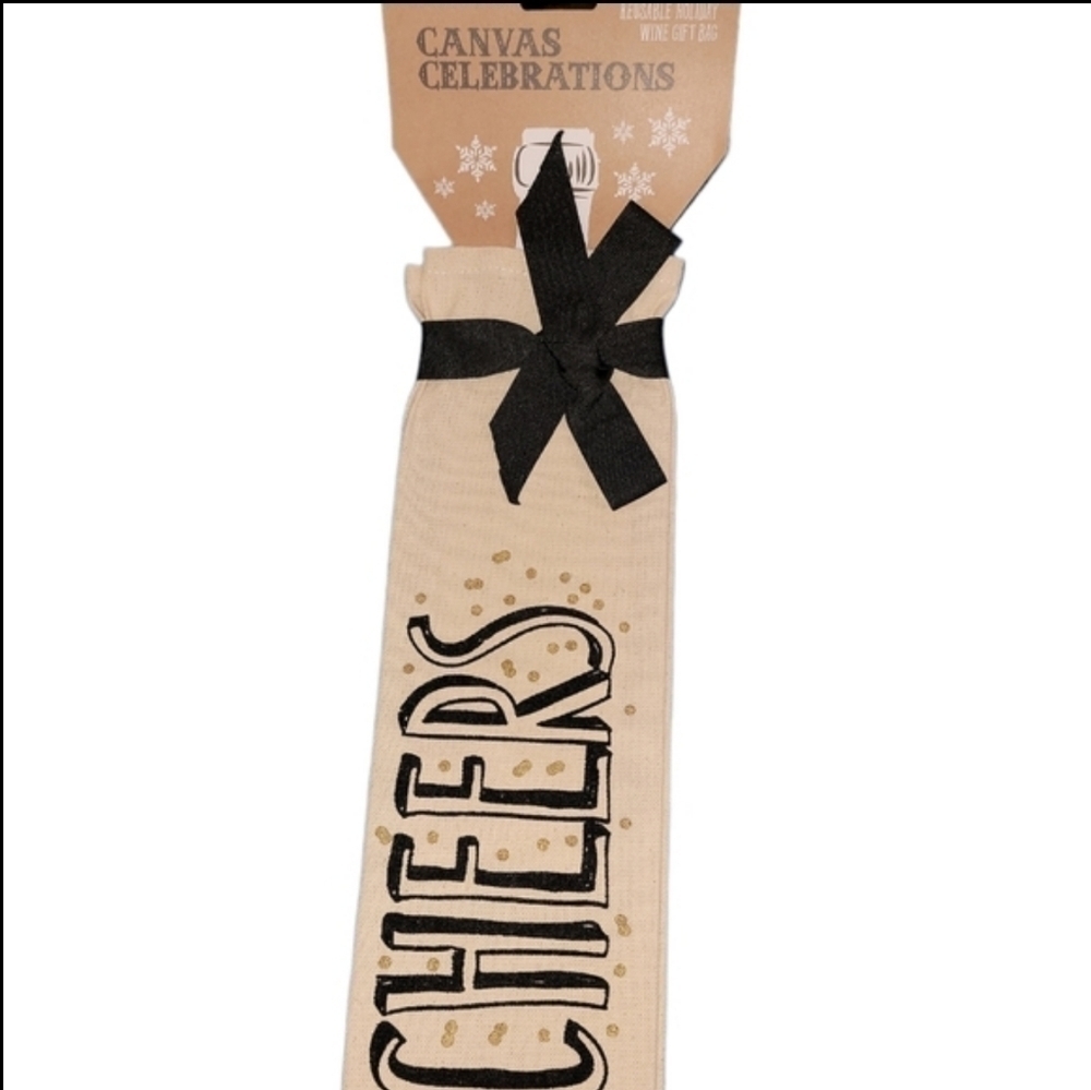 Canvas Reusable Holiday wine gift bag